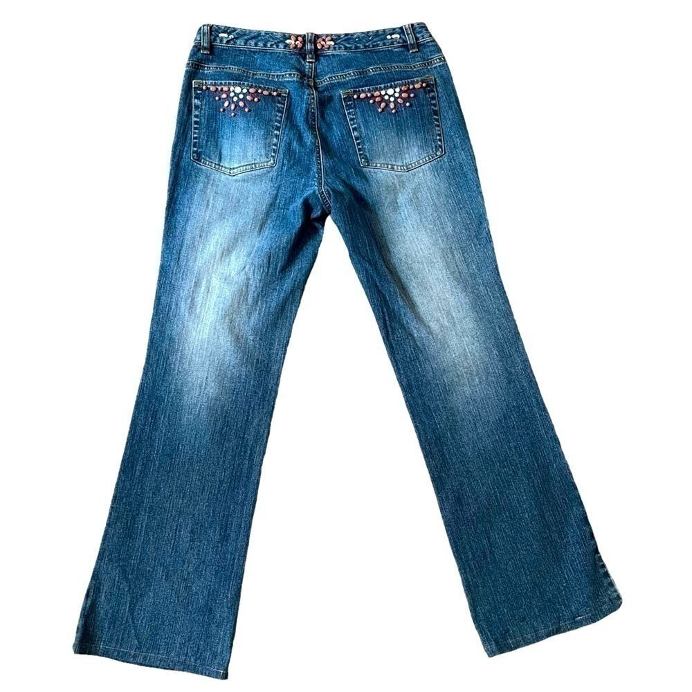 Vintage Y2K Michael Kors Flare Bootcut Jeans Beaded Pockets Boho Chic Festival